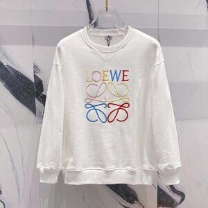 Loewe White Crewneck Sweatshirt With Colorful Embroidery